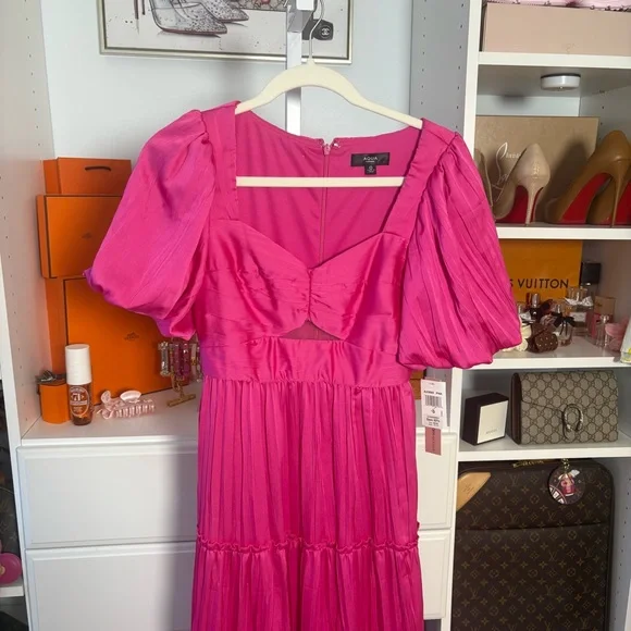 NWT $308 AQUA Pleated Cutout A-Line Dress NWT $308 AQUA Pleated Cutout A-Line Dress